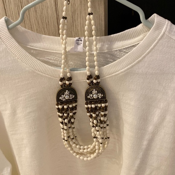 White and bronze boho necklace - Picture 1 of 1